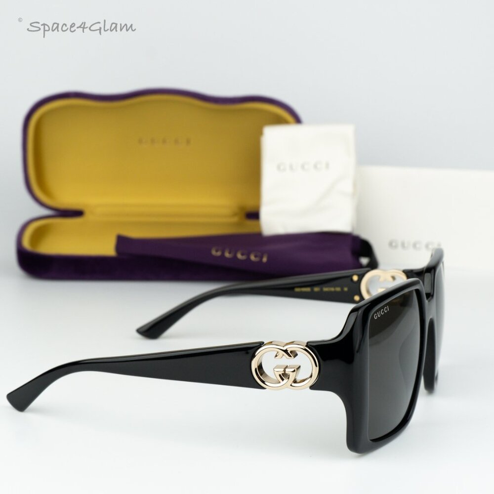 BRAND NEW Gucci GG1692S 001 Black Grey Square Women Sunglasses GG 1692S
